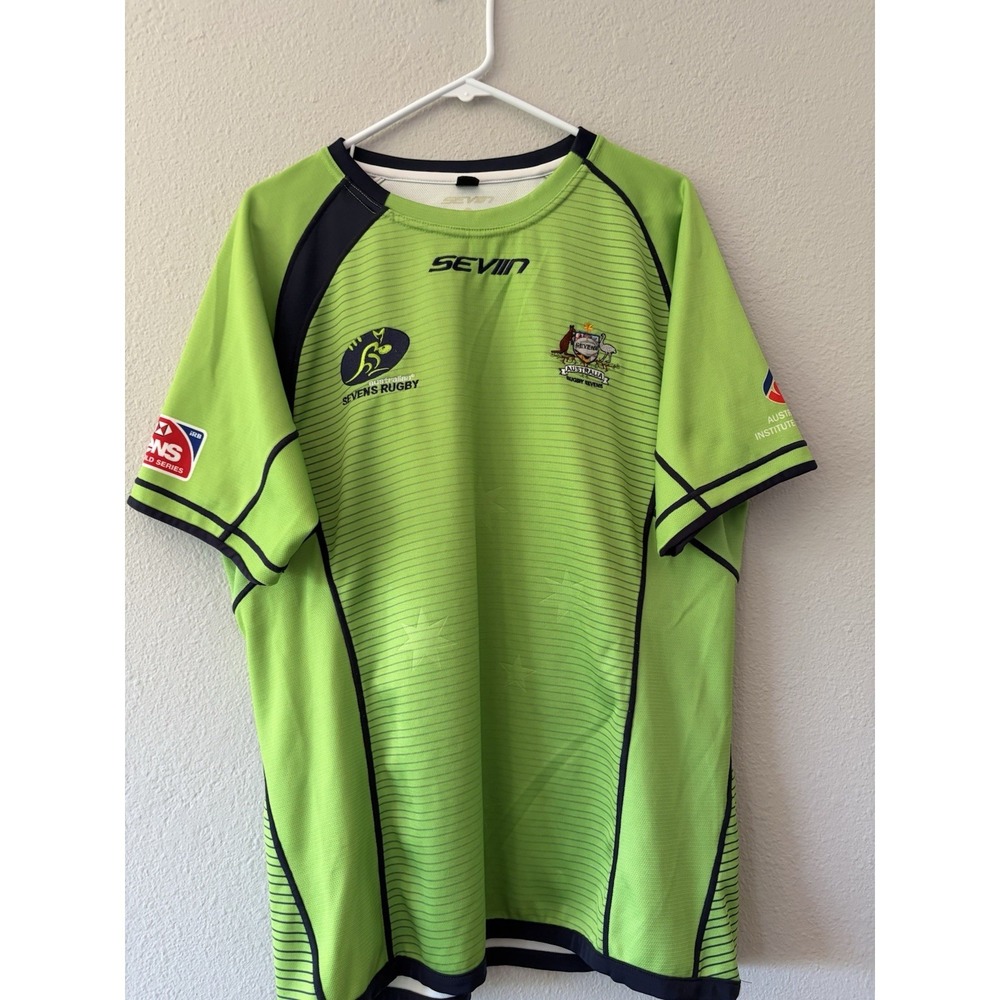 Seviin‎ Australia Sevens Rugby Men's Jersey Size 2XL Green Qantas Sevens Top